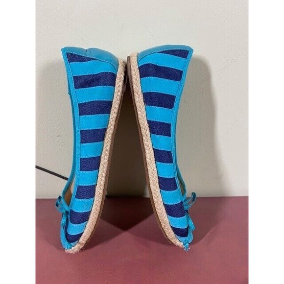 KATE SPADE NY Sz 5M Textile Pull-on Bow Front Loafers Navy/Green Nautical Preppy - Picture 9 of 12